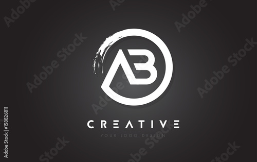 AB Circular Letter Logo with Circle Brush Design and Black Background.