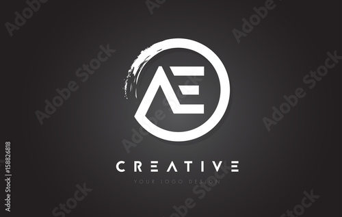 AE Circular Letter Logo with Circle Brush Design and Black Background.