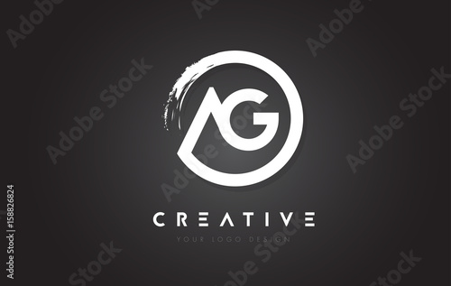 AG Circular Letter Logo with Circle Brush Design and Black Background.
