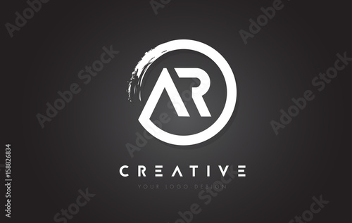 AR Circular Letter Logo with Circle Brush Design and Black Background.