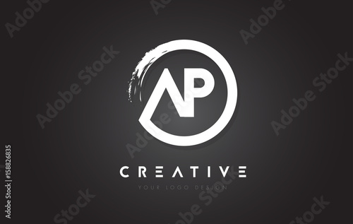 AP Circular Letter Logo with Circle Brush Design and Black Background.