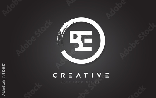 BE Circular Letter Logo with Circle Brush Design and Black Background.