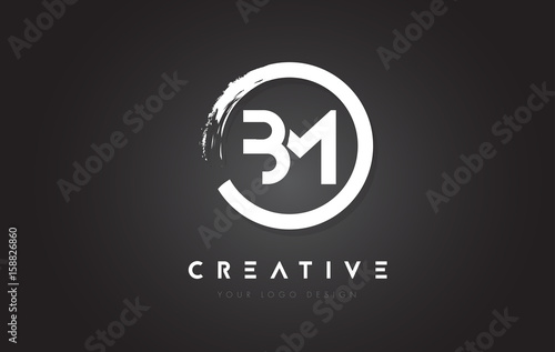 BM Circular Letter Logo with Circle Brush Design and Black Background.