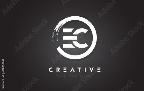 EC Circular Letter Logo with Circle Brush Design and Black Background. photo