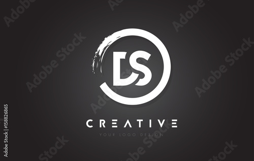 DS Circular Letter Logo with Circle Brush Design and Black Background.