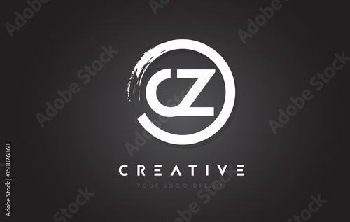 CZ Circular Letter Logo with Circle Brush Design and Black Background.