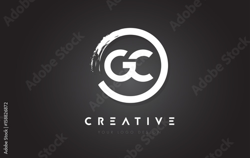 GC Circular Letter Logo with Circle Brush Design and Black Background.