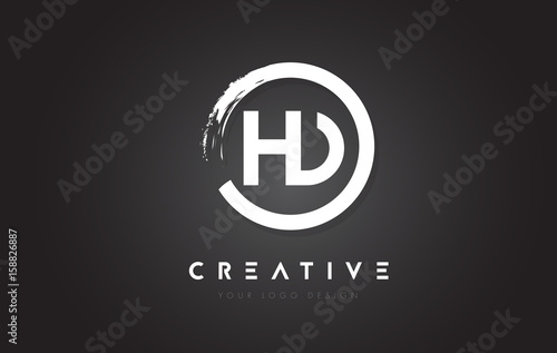 HD Circular Letter Logo with Circle Brush Design and Black Background.