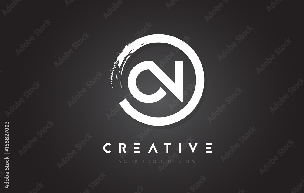 ON Circular Letter Logo with Circle Brush Design and Black Background. ON Circular Letter Logo with Circle Brush Design and Black Background.