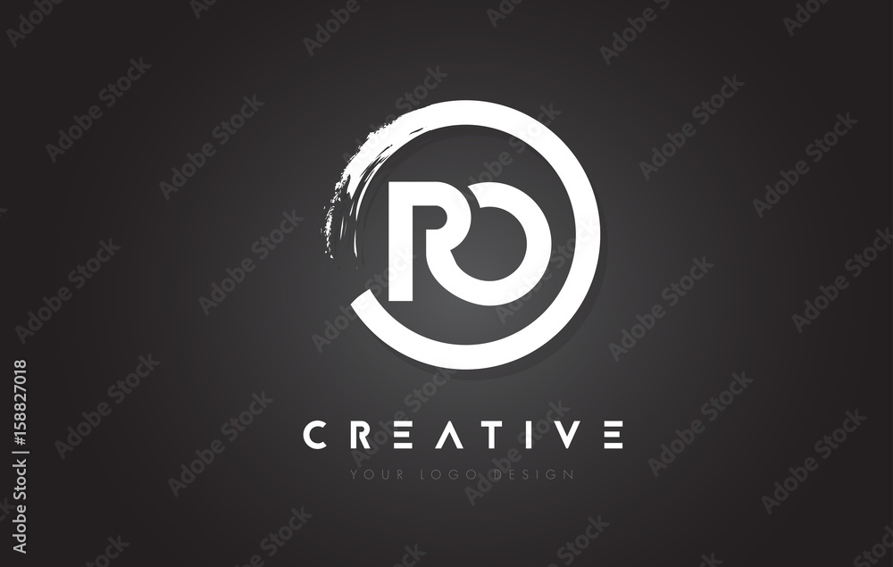RO Circular Letter Logo with Circle Brush Design and Black Background. RO Circular Letter Logo with Circle Brush Design and Black Background.