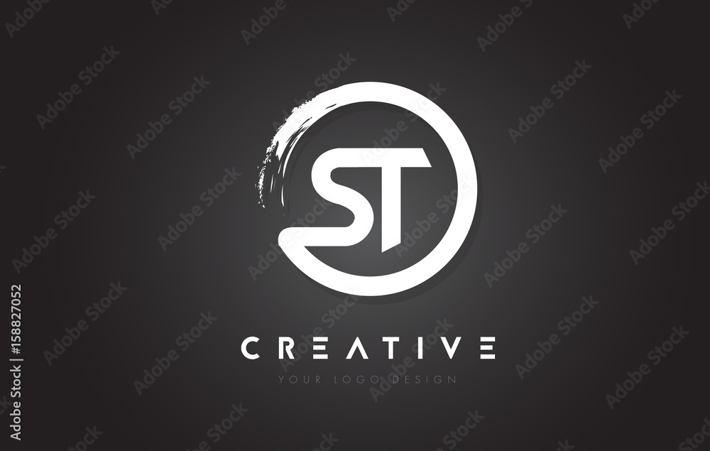 ST Circular Letter Logo with Circle Brush Design and Black Background. ST Circular Letter Logo with Circle Brush Design and Black Background.