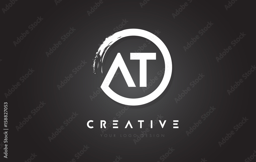 AT Circular Letter Logo with Circle Brush Design and Black Background. AT Circular Letter Logo with Circle Brush Design and Black Background.