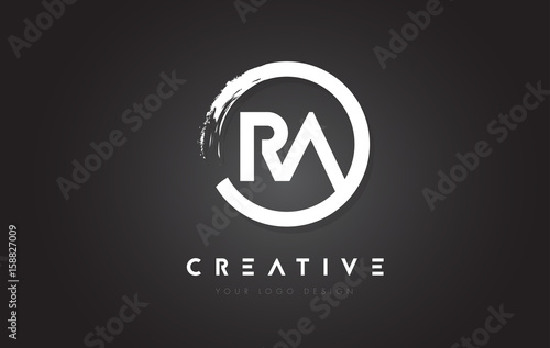 RA Circular Letter Logo with Circle Brush Design and Black Background.