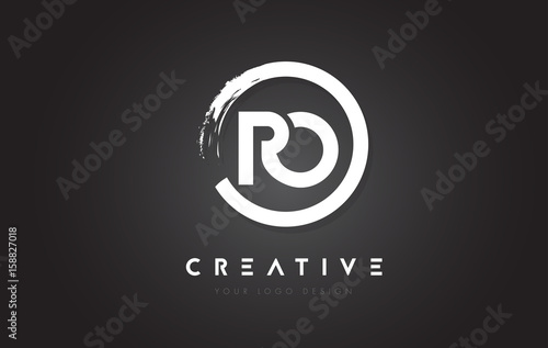 RO Circular Letter Logo with Circle Brush Design and Black Background.