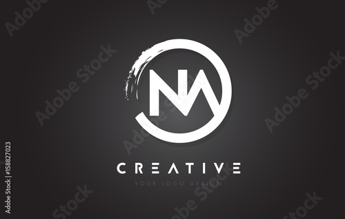 NA Circular Letter Logo with Circle Brush Design and Black Background.