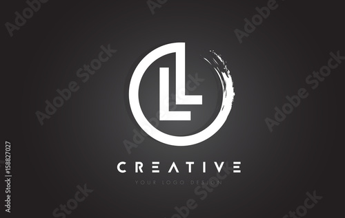 LL Circular Letter Logo with Circle Brush Design and Black Background.