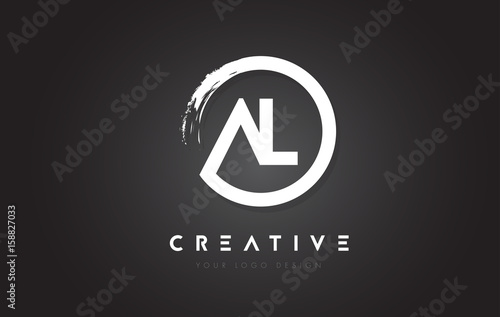 AL Circular Letter Logo with Circle Brush Design and Black Background.