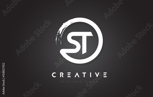 ST Circular Letter Logo with Circle Brush Design and Black Background.