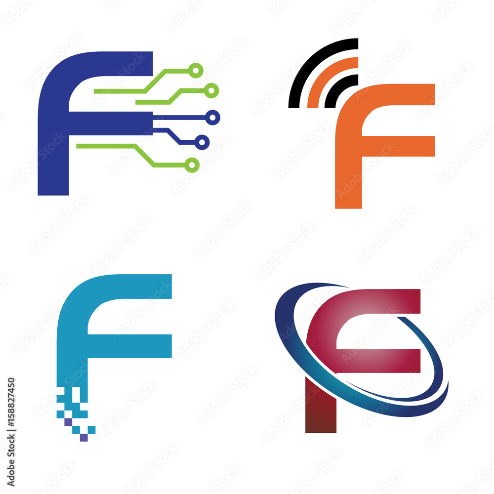 F - Letter Technology Internet Symbol Logo Template F - Letter Technology Internet Symbol Logo Template