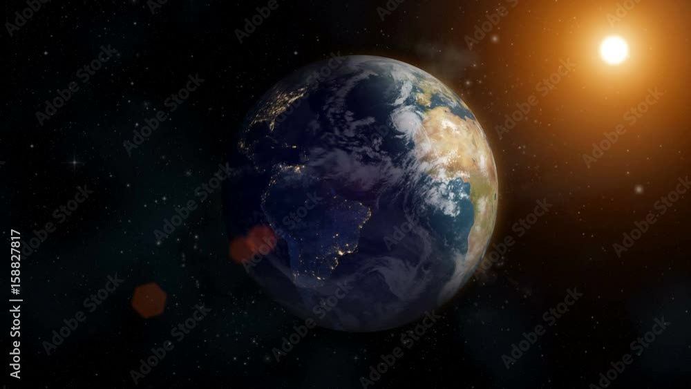 Realistic Earth Rotating on space (Loop). Texture map courtesy of NASA. Realistic Earth Rotating on space (Loop). Texture map courtesy of NASA.