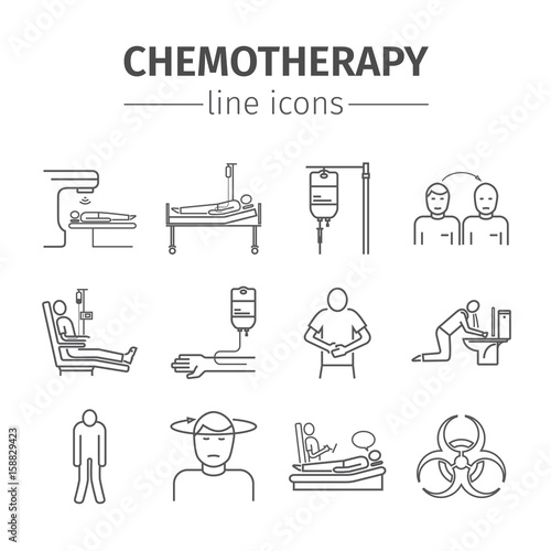 Chemotherapy line icons set