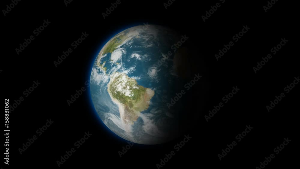 Realistic Earth Rotating on space (Loop). Texture map courtesy of NASA. Realistic Earth Rotating on space (Loop). Texture map courtesy of NASA.