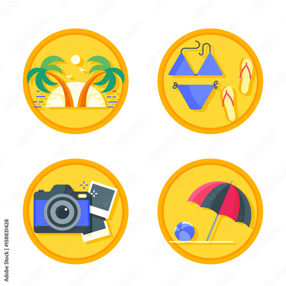 Beach vacation vector icon