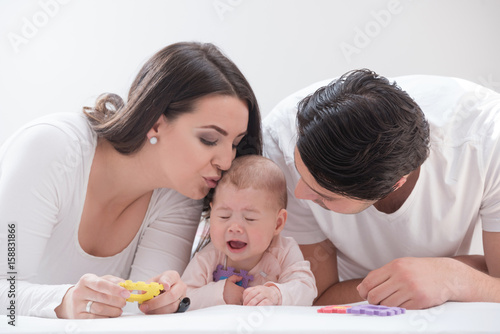 happy family of three