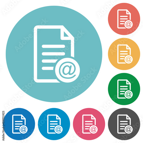 Send document as email flat round icons