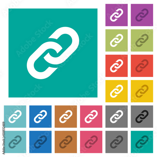 Link square flat multi colored icons