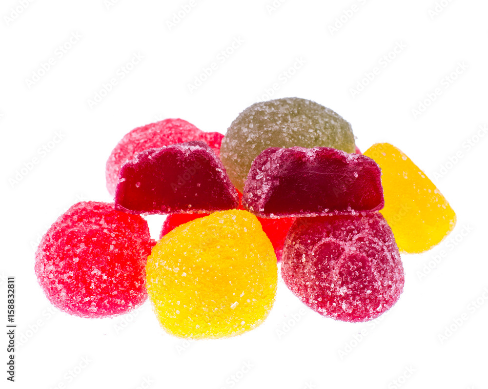 Multicolored fruit jelly marmalade