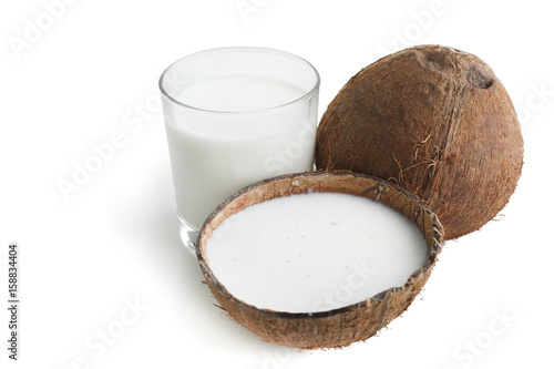 Glass of milk and coconut