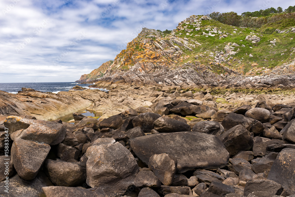 Spain, Galcia, Cies Islands. Rocky landscape Spain, Galcia, Cies Islands. Rocky landscape