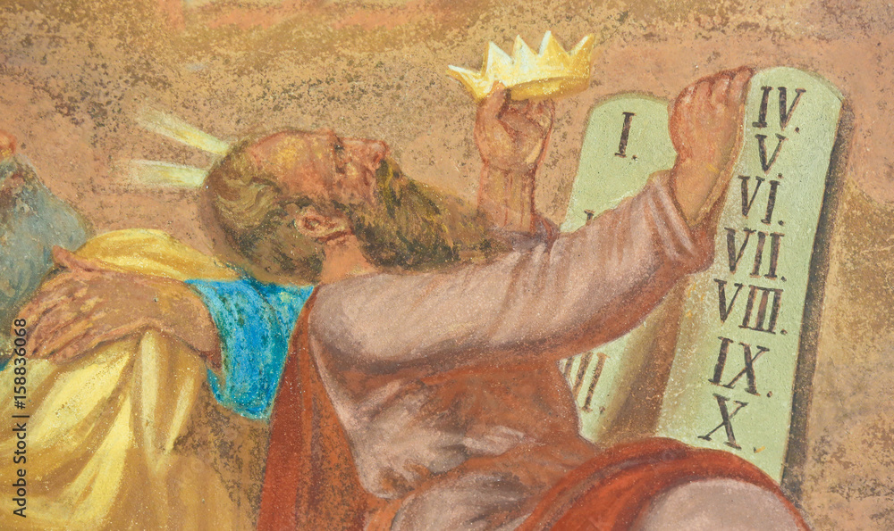 Naklejka premium Fresk Mojżesza i dziesięć przykazań