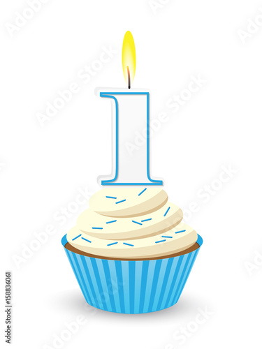 Blue Birthday Cupcake for 1st Birthday
