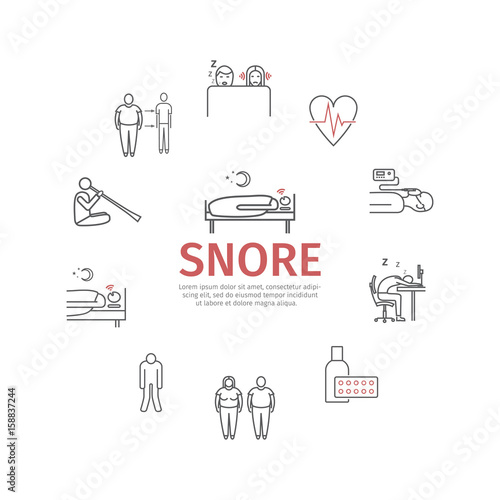 Snore. Line icons set. Vector signs