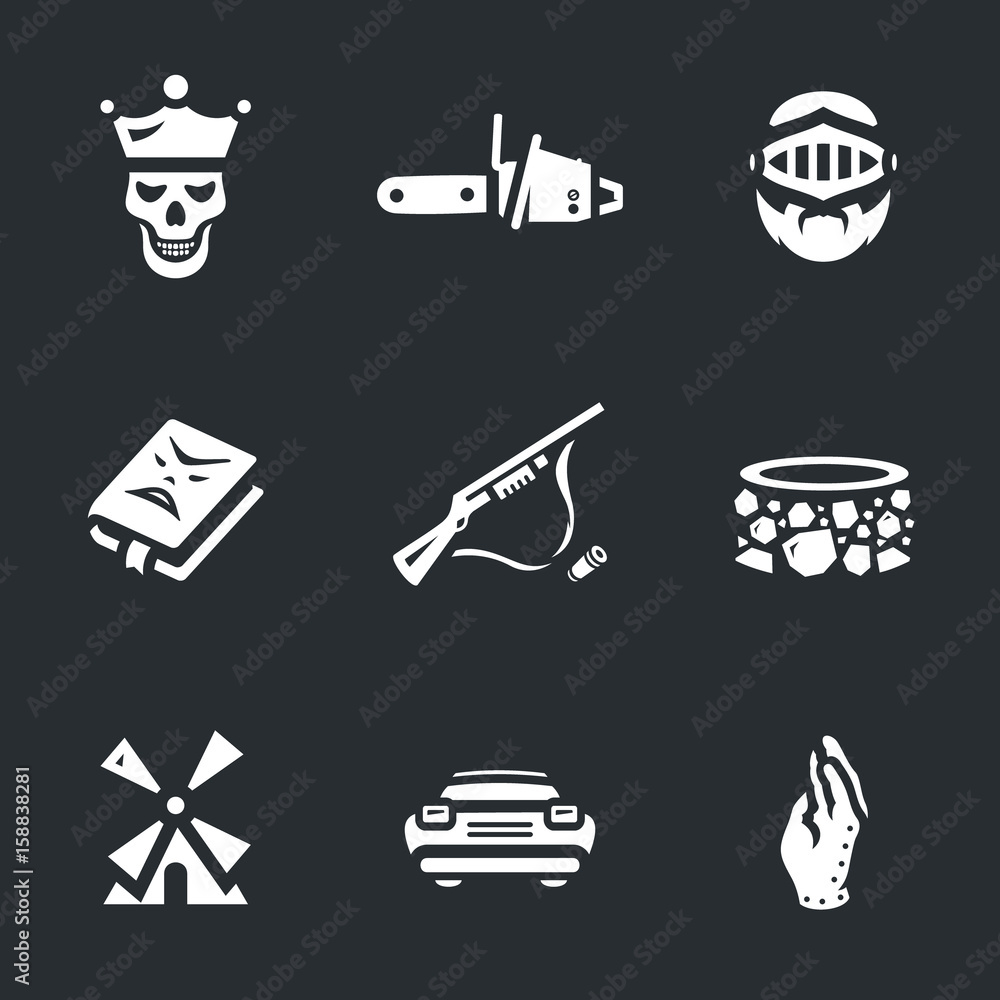 Naklejka premium Vector Set of Necromancy Icons.