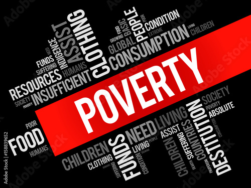 Poverty word cloud collage, social concept background