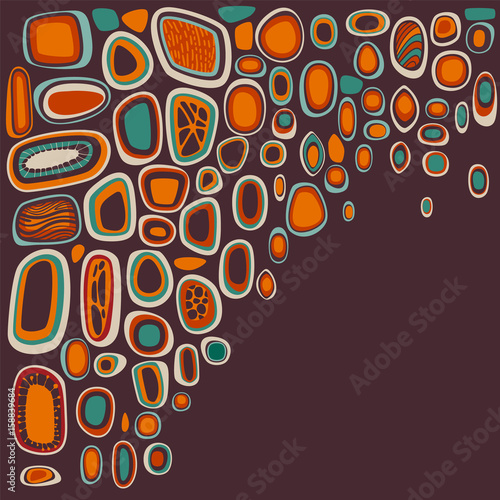 Vintage 70's background with organic shapes or pebbles, eps10 vector