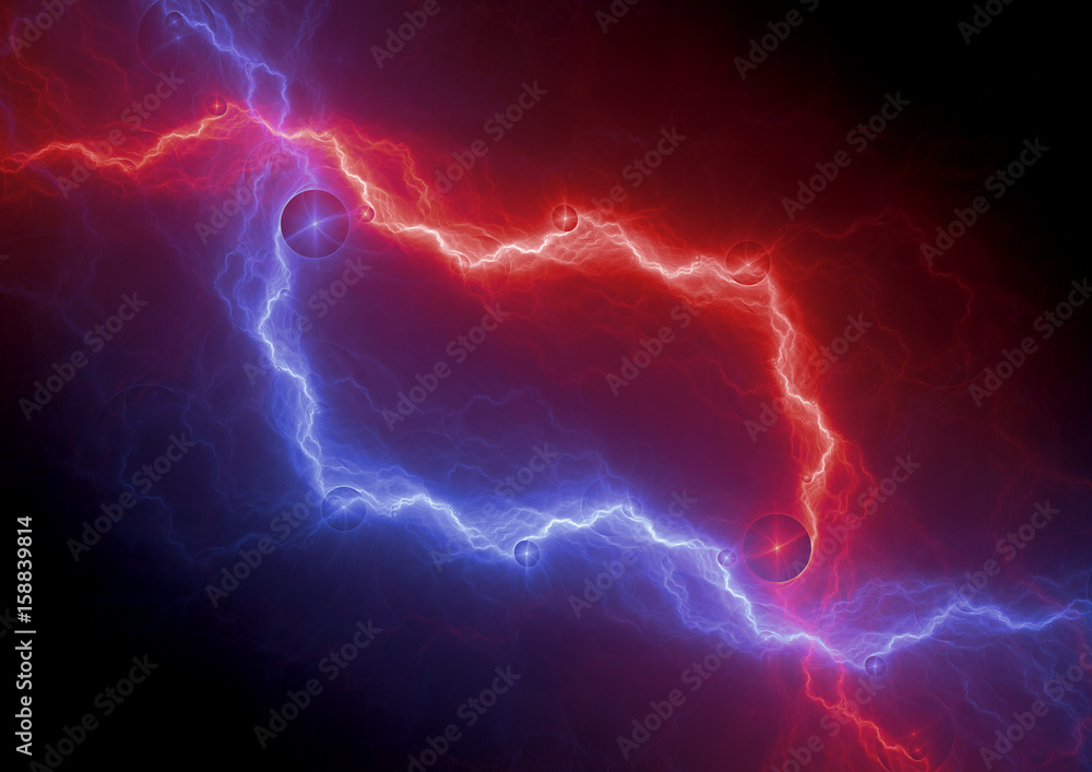 Red and blue lightning bolt, abstract plasma background Stock Illustration  | Adobe Stock