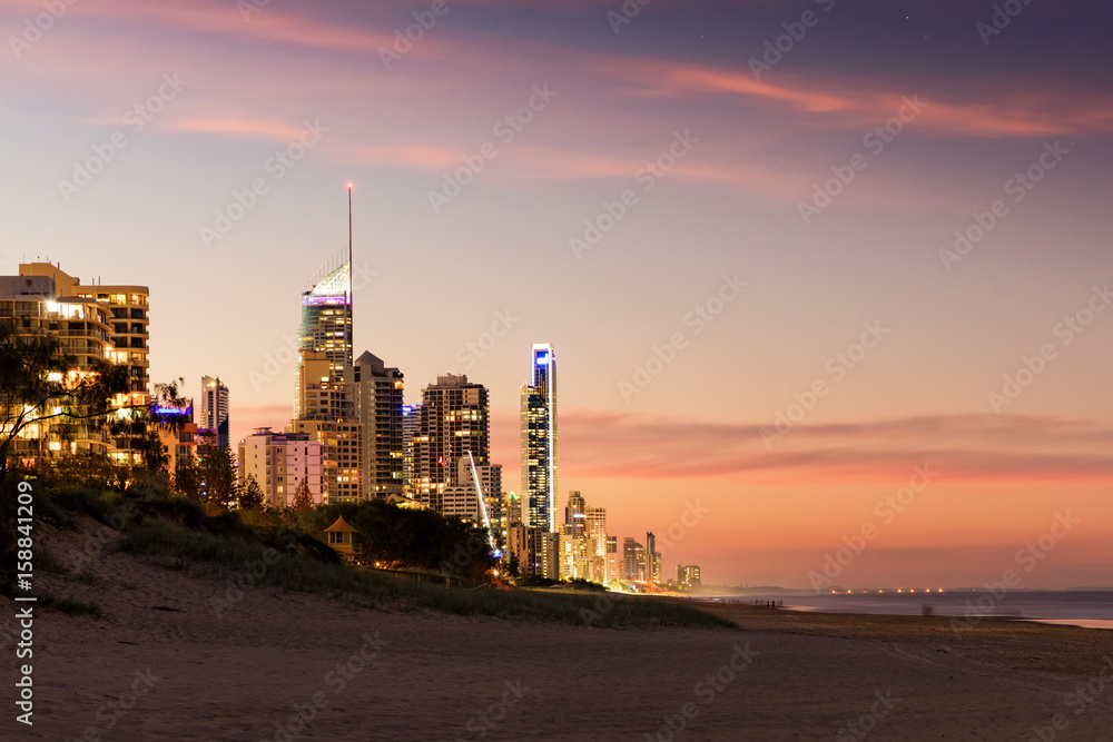 Surfers Paradise highrises at sunset Surfers Paradise highrises at sunset