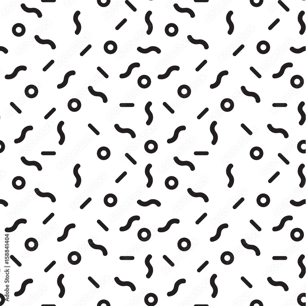 Simple geometric shapes seamless pattern. Black and white geometric.