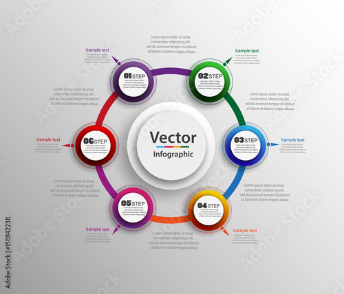 Infographic design template can be used for workflow layout, diagram, number options, web design. Infographic business concept with 6 options, parts, steps or processes. Vector eps 10