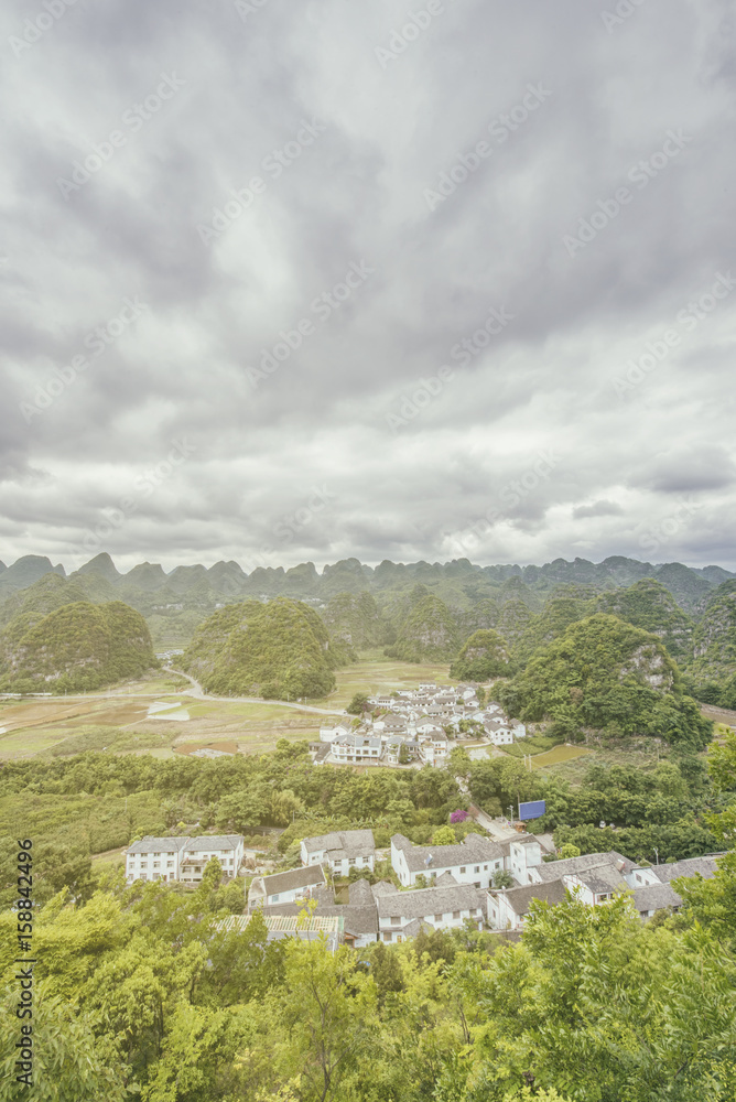 Naklejka premium Wanfenglin rural area, karst topography, near Qianxinan city, Guizhou, China