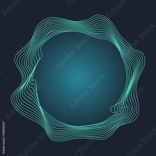 Fotografie Abstract concentric involute circles on dark turquoise background