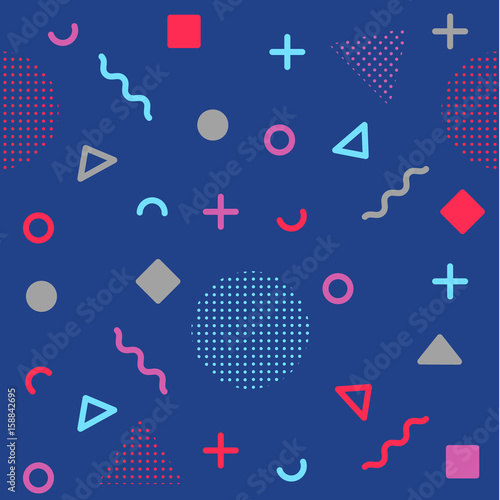Slika na platnu Bright blue avant-garde geometric seamless pattern