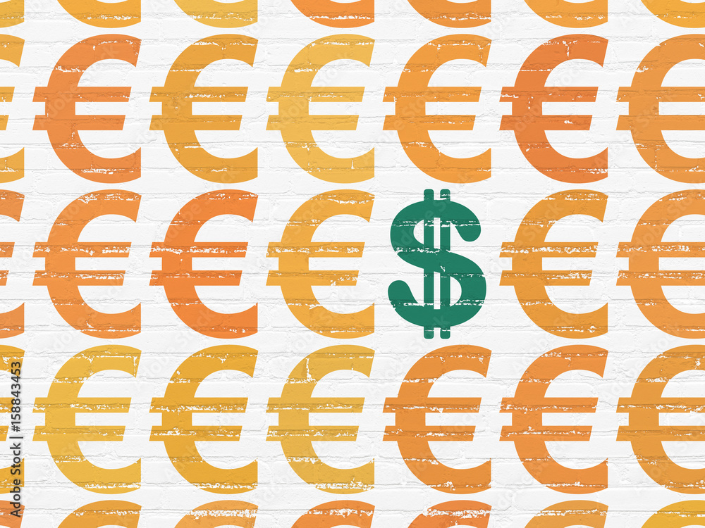 Obraz premium Currency concept: dollar icon on wall background