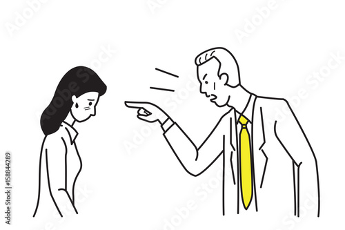 Boss complaining office worker