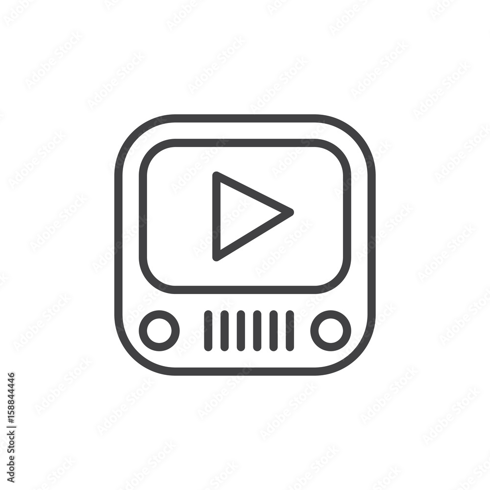 Video player line icon, outline vector sign, linear style pictogram isolated on white. Symbol, logo illustration. Editable stroke. Pixel perfect Video player line icon, outline vector sign, linear style pictogram isolated on white. Symbol, logo illustration. Editable stroke. Pixel perfect