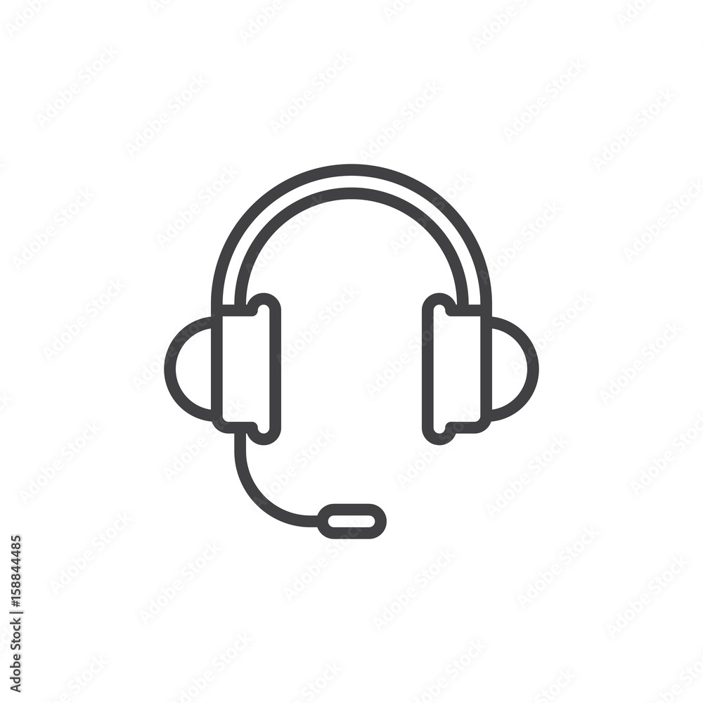Headset, support line icon, outline vector sign, linear style pictogram isolated on white. Symbol, logo illustration. Editable stroke. Pixel perfect Headset, support line icon, outline vector sign, linear style pictogram isolated on white. Symbol, logo illustration. Editable stroke. Pixel perfect